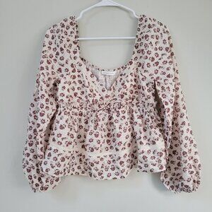 Altar'd State Babydoll Top Women's Size M Peasant Cottagecore Milkmaid Coquette